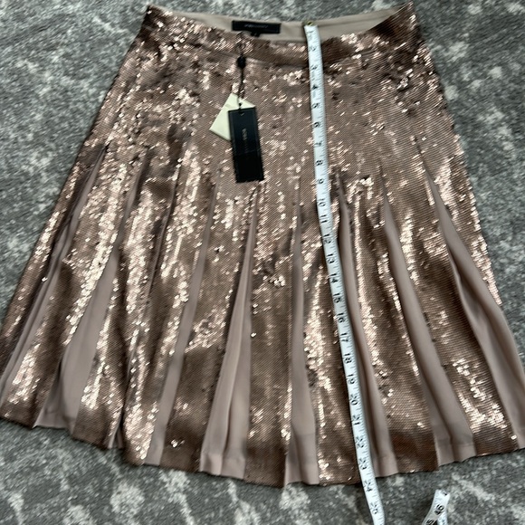 NWT BCBGMAXAZRIA Edna Pleated Sequined skirt in pumice wash - Picture 15 of 16